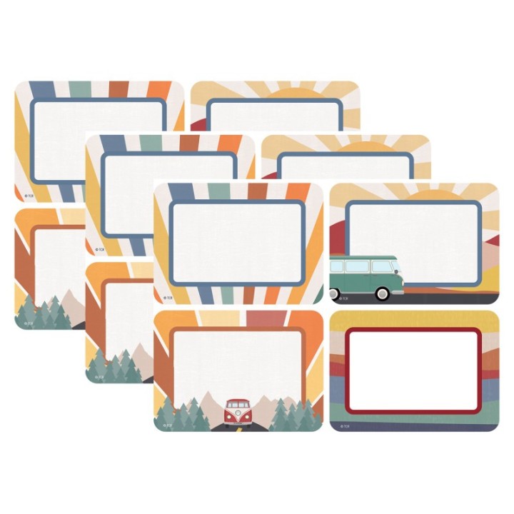 Teacher Created Resources® Moving Mountains Road Trip Name Tags/Labels, Multi-Pack, 3-1/2" x 2-1/2", 36 Per Pack, 3 Packs