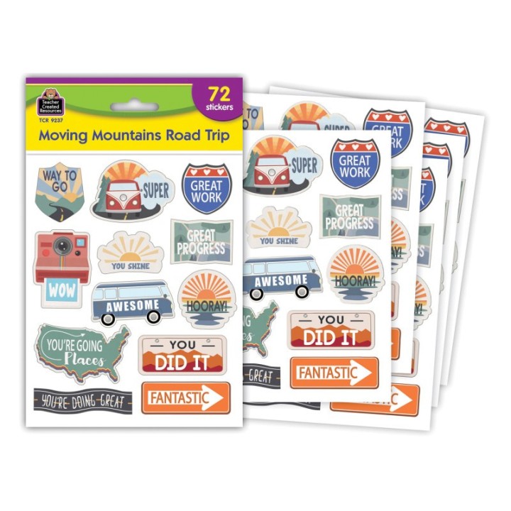 Teacher Created Resources® Moving Mountains Road Trip Stickers, Pack of 72
