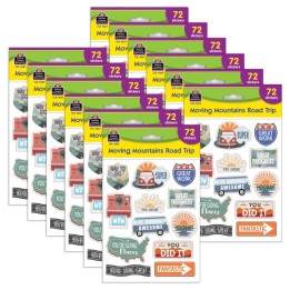 Teacher Created Resources® Moving Mountains Road Trip Stickers, 72 Per Pack, 12 Packs