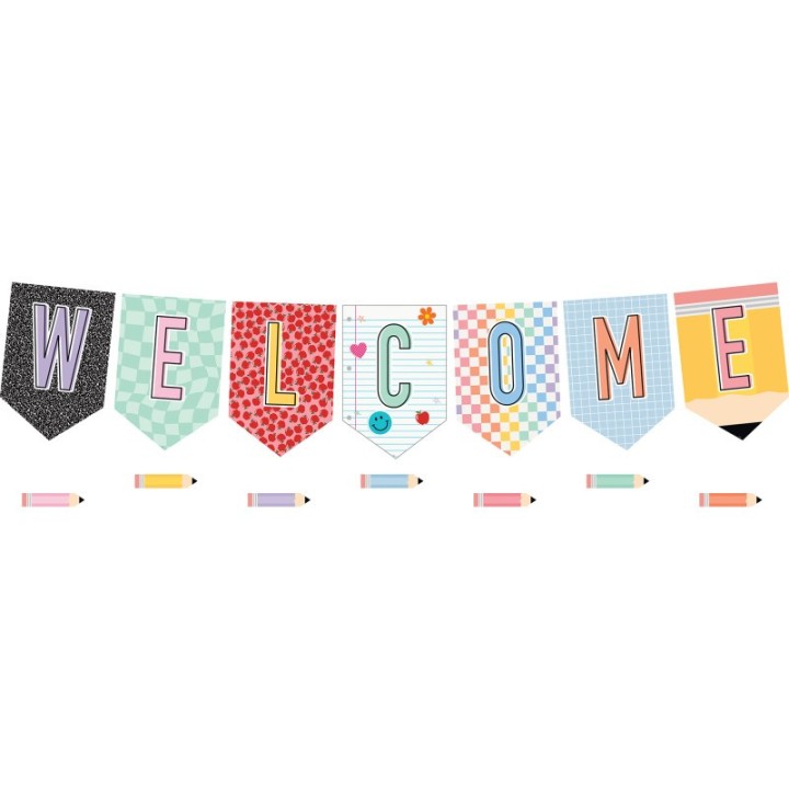 Teacher Created Resources® Cool for School Pennants Welcome Bulletin Board Set, 50 Pieces