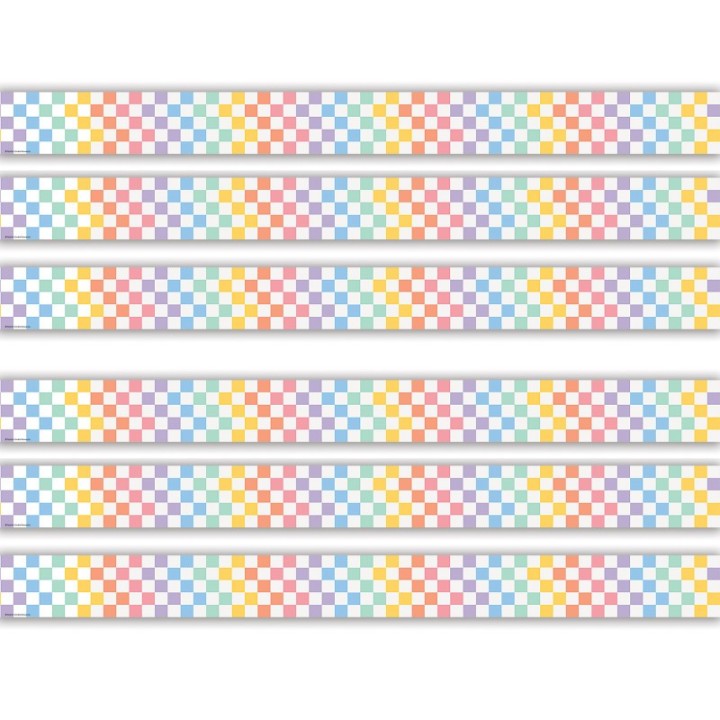 Teacher Created Resources® Cool for School Checkers Straight Border Trim, 35 Feet Per Pack, 6 Packs