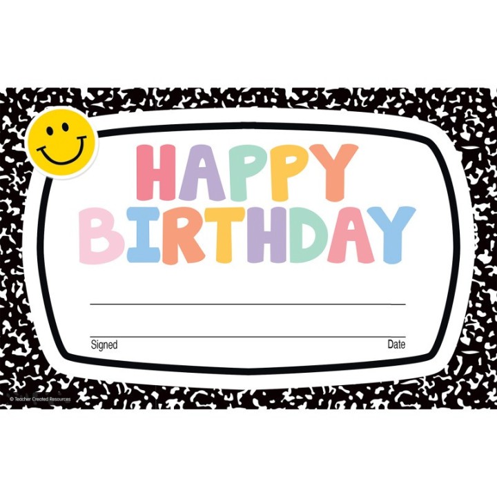 Teacher Created Resources® Cool for School Happy Birthday Awards, Pack of 30