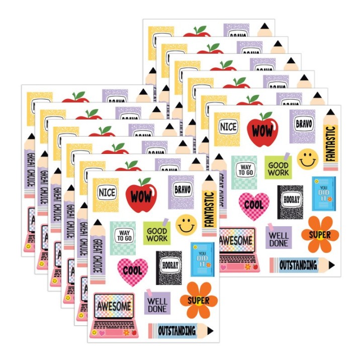 Teacher Created Resources® Cool for School Stickers, 90 Per Pack, 12 Packs