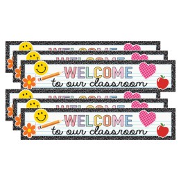 Teacher Created Resources® Cool for School Welcome to Our Classroom Banner, 8" x 39", Pack of 6