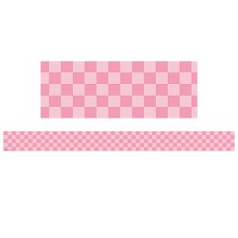 Teacher Created Resources® Cool for School Pink Checkers Straight Border Trim, 35 Feet