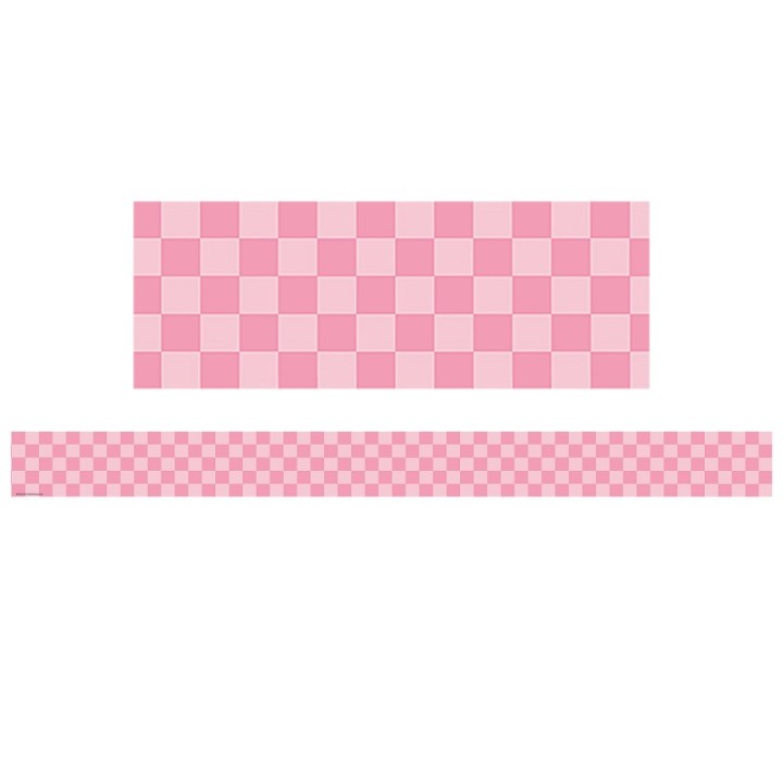 Teacher Created Resources® Cool for School Pink Checkers Straight Border Trim, 35 Feet