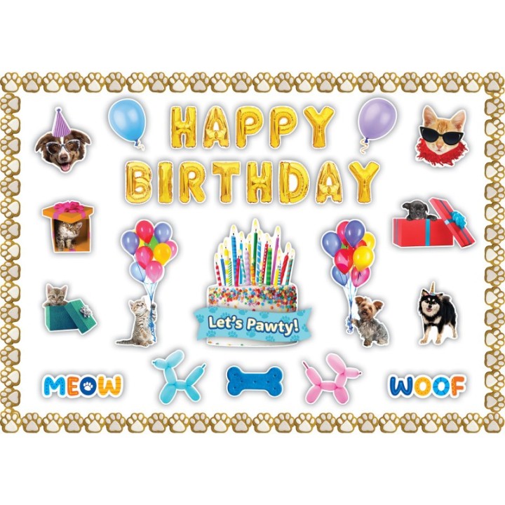 Teacher Created Resources® Cats and Dogs Happy Birthday Create & Decorate Quick Kit, 95 Pieces