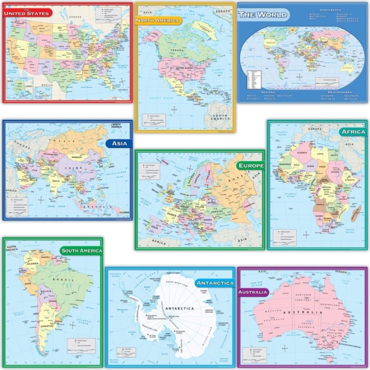 Teacher Created Resources® Map Charts Set, Set of 9
