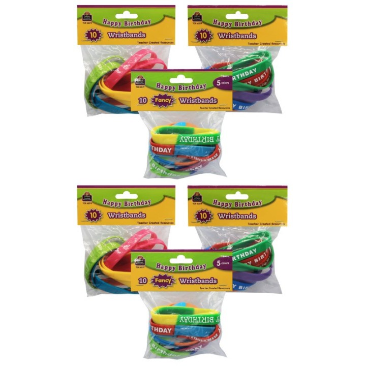 Teacher Created Resources® Happy Birthday Wristband Classroom Super Pack, 30 Per Pack, 2 Packs