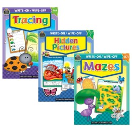 Teacher Created Resources® Fine Motor Fun Write & Wipe Activity Book Kit – Mazes, Tracing, and Hidden Pictures
