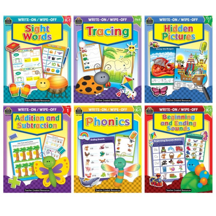 Teacher Created Resources® Early Learning Essentials Write & Wipe Activity Book Kit – Literacy, Math, and Fine Motor Skills