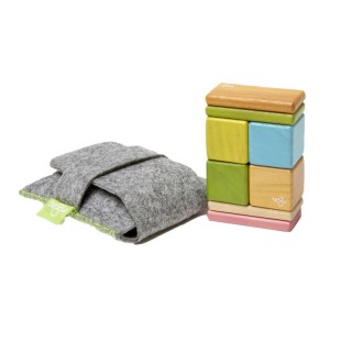 Tegu Magnetic Wooden Blocks, Tints, 8-Piece Pocket Pouch