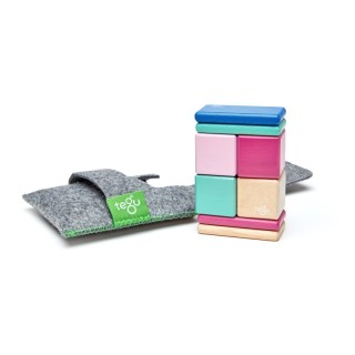 Tegu Magnetic Wooden Blocks, Blossom, 8-Piece Pocket Pouch
