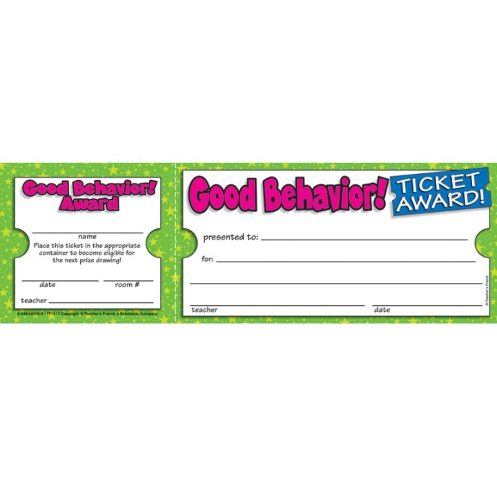 Scholastic Ticket Awards Good Behavior, Pack of 100