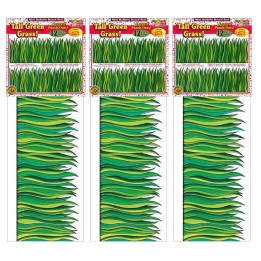Scholastic Teaching Solutions Tall Green Grass Jumbo Border, 8.5" Tall, 12 Feet Per Pack, 3 Packs