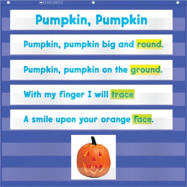 Scholastic Teaching Solutions Mini Pocket Chart, 7-Pocket, 28" x 28", Blue