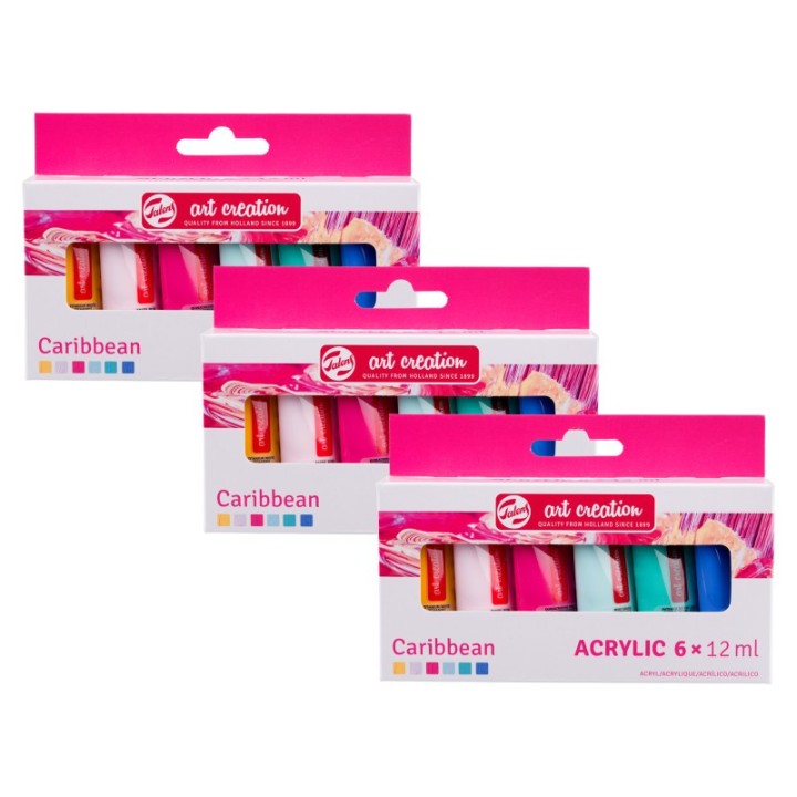 Talens Art Creation Acrylic Set, 12mL, Caribbean, 6 Per Set, 3 Sets