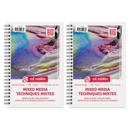 Talens Art Creation Mixed Media Paper Pad, Spiral Bound, 98lbs, 5.5" x 8.5", 40 Sheets, Pack of 3