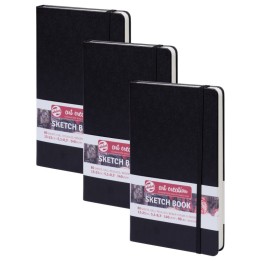 Talens Art Creation Sketchbook, 80 Sheets, 90lbs, Black Cover, 5.1" x 8.3", Pack of 3