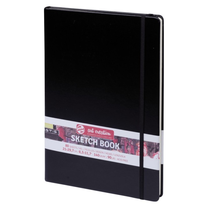 Talens Art Creation Sketchbook, 80 Sheets, 90lbs, Black Cover, 8.3" x 11.7" (A4)