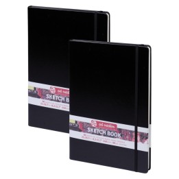 Talens Art Creation Sketchbook, 80 Sheets, 90lbs, Black Cover, 8.3" x 11.7" (A4), Pack of 2