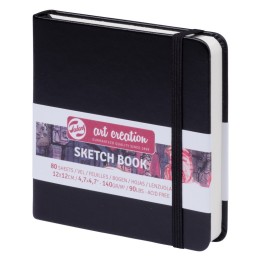 Talens Art Creation Sketchbook, 80 Sheets, 90lbs, Black Cover, 4.7" x 4.7"