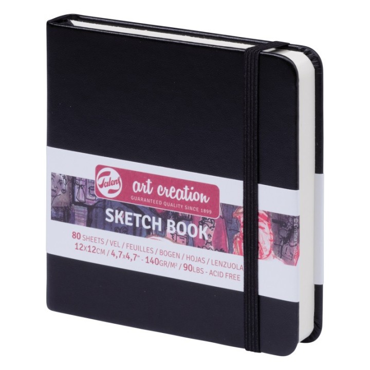 Talens Art Creation Sketchbook, 80 Sheets, 90lbs, Black Cover, 4.7" x 4.7"