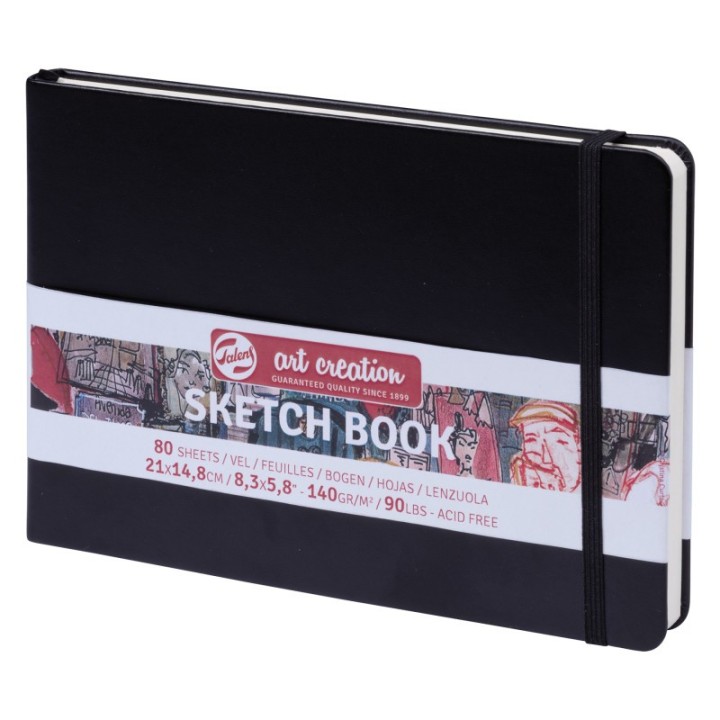 Talens Art Creation Sketchbook, 80 Sheets, 90lbs, Black Cover, 8.3" x 5.8" (A5)