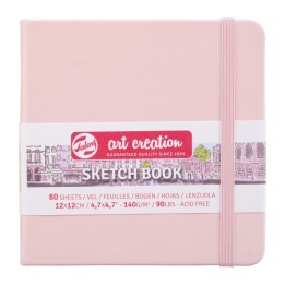 Talens Art Creation Sketchbook, 80 Sheets, 90lbs, Pastel Pink Cover, 4.7" x 4.7"