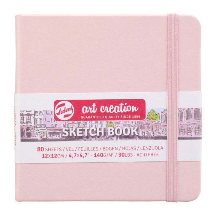 Talens Art Creation Sketchbook, 80 Sheets, 90lbs, Pastel Pink Cover, 4.7" x 4.7"