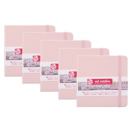 Talens Art Creation Sketchbook, 80 Sheets, 90lbs, Pastel Pink Cover, 4.7" x 4.7", Pack of 5