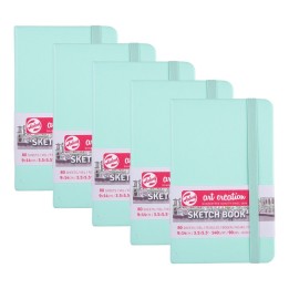 Talens Art Creation Sketchbook, 80 Sheets, 90lbs, Fresh Mint Cover, 3.5" x 5.5", Pack of 5