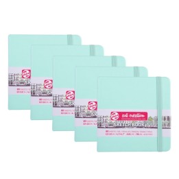 Talens Art Creation Sketchbook, 80 Sheets, 90lbs, Fresh Mint Cover, 4.7" x 4.7", Pack of 5