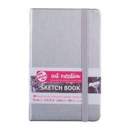 Talens Art Creation Sketchbook, 80 Sheets, 90lbs, Shiny Silver Cover, 3.5" x 5.5"