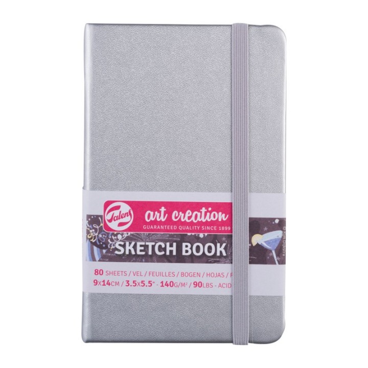 Talens Art Creation Sketchbook, 80 Sheets, 90lbs, Shiny Silver Cover, 3.5" x 5.5"