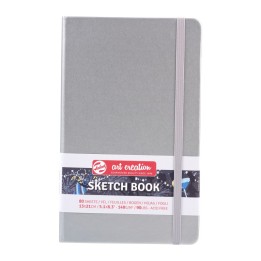 Talens Art Creation Sketchbook, 80 Sheets, 90lbs, Shiny Silver Cover, 5.1" x 8.3"