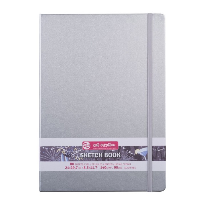 Talens Art Creation Sketchbook, 80 Sheets, 90lbs, Shiny Silver Cover, 8.3" x 11.7" (A4)