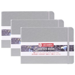Talens Art Creation Sketchbook, 80 Sheets, 90lbs, Shiny Silver Cover, 8.3" x 5.8" (A5), Pack of 3