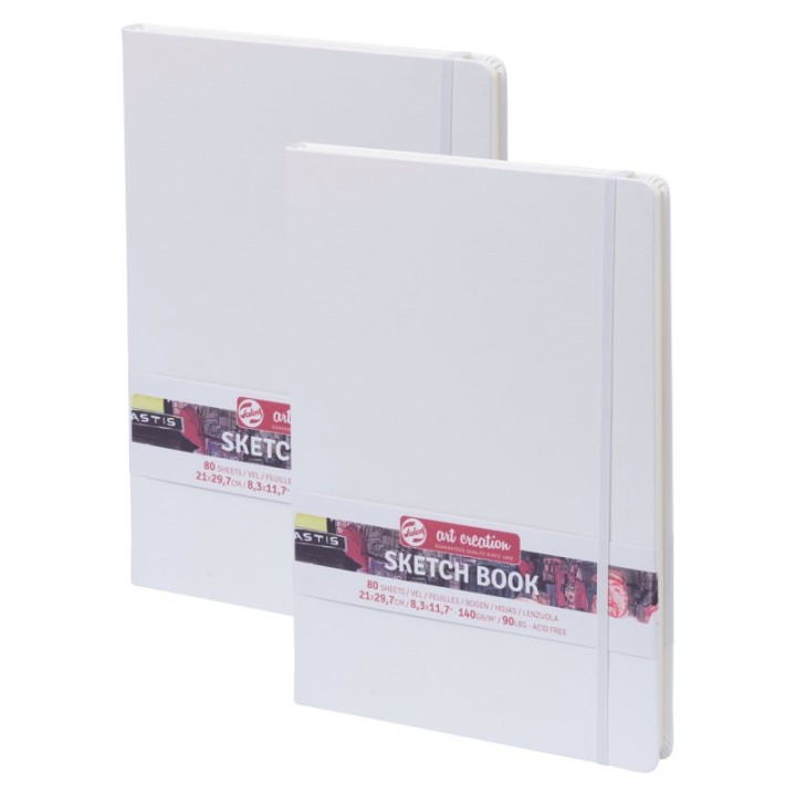 Talens Art Creation Sketchbook, 80 Sheets, 90lbs, White Cover, 8.3" x 11.7" (A4), Pack of 2
