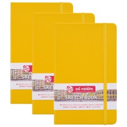 Talens Art Creation Sketchbook, 80 Sheets, 90lbs, Golden Yellow Cover, 5.1" x 8.3", Pack of 3