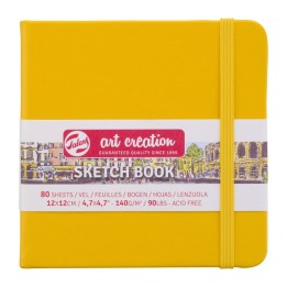 Talens Art Creation Sketchbook, 80 Sheets, 90lbs, Golden Yellow Cover, 4.7" x 4.7"