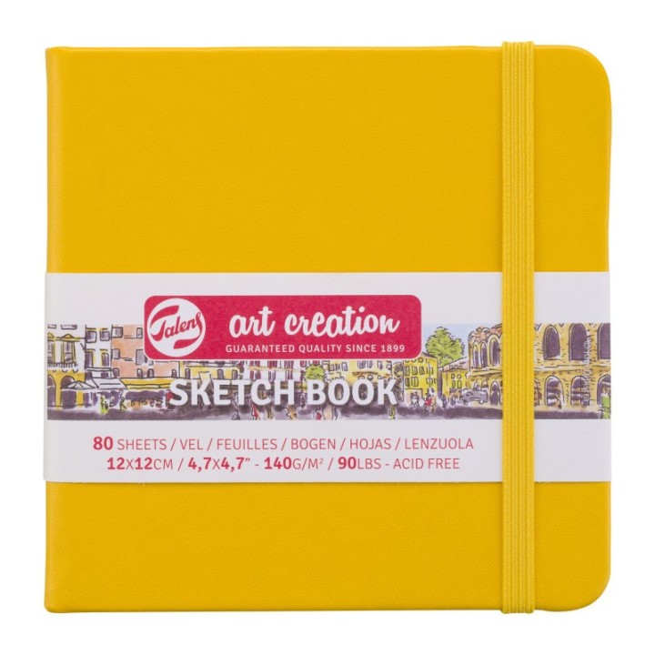 Talens Art Creation Sketchbook, 80 Sheets, 90lbs, Golden Yellow Cover, 4.7" x 4.7"