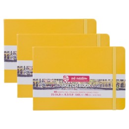 Talens Art Creation Sketchbook, 80 Sheets, 90lbs, Golden Yellow Cover, 8.3" x 5.8" (A5), Pack of 3