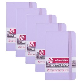Talens Art Creation Sketchbook, 80 Sheets, 90lbs, Pastel Violet Cover, 3.5" x 5.5", Pack of 5