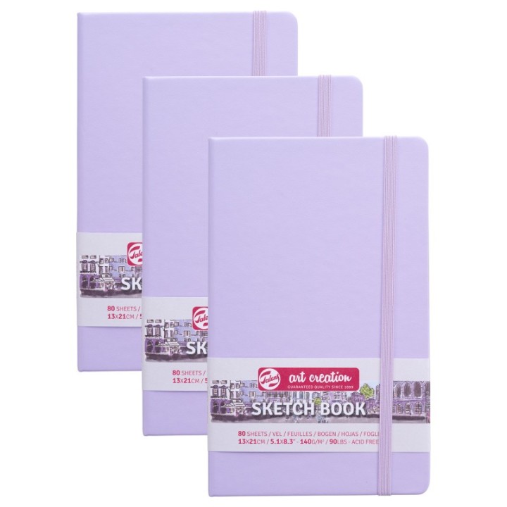 Talens Art Creation Sketchbook, 80 Sheets, 90lbs, Pastel Violet Cover, 5.1" x 8.3", Pack of 3