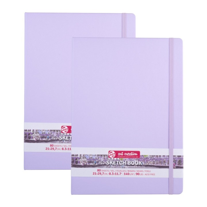 Talens Art Creation Sketchbook, 80 Sheets, 90lbs, Pastel Violet Cover, 8.3" x 11.7" (A4), Pack of 2
