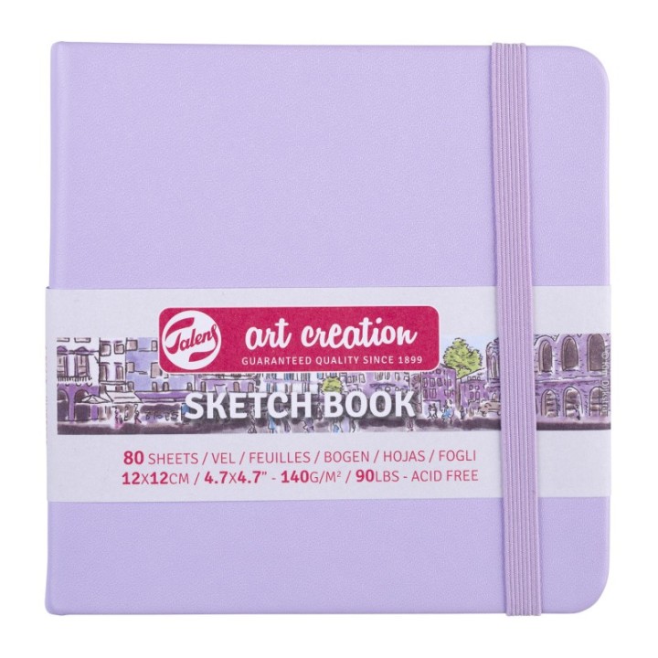 Talens Art Creation Sketchbook, 80 Sheets, 90lbs, Pastel Violet Cover, 4.7" x 4.7"