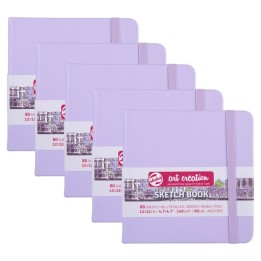 Talens Art Creation Sketchbook, 80 Sheets, 90lbs, Pastel Violet Cover, 4.7" x 4.7", Pack of 5