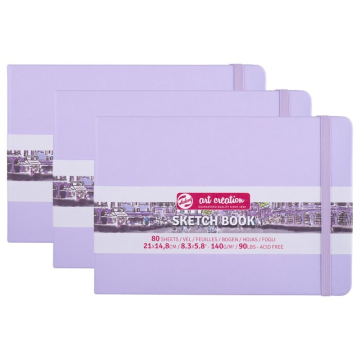 Talens Art Creation Sketchbook, 80 Sheets, 90lbs, Pastel Violet Cover, 8.3" x 5.8" (A5), Pack of 3
