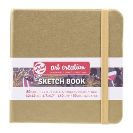 Talens Art Creation Sketchbook, 80 Sheets, 90lbs, White Gold Cover, 4.7" x 4.7"
